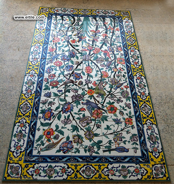 Iranian Persian Ghajar handmade tile panel, www.eitile.com