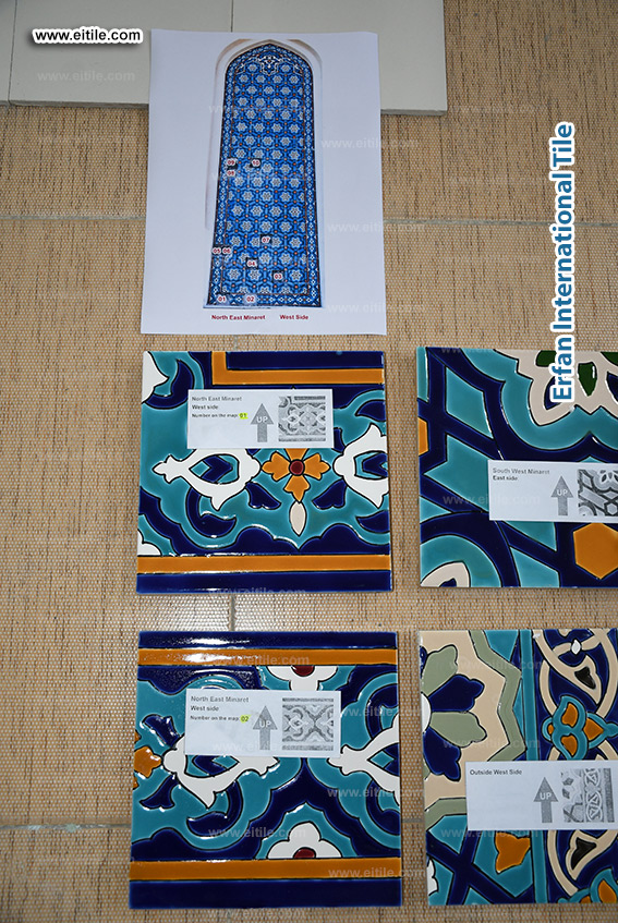Eitile's skilled artisans meticulously restored the handmade polychromic tile work of the Sultan Qaboos Grand Mosque in Sohar, preserving the original design and craftsmanship with exceptional care, www.eitile.com Eitile's skilled artisans meticulously restored the handmade polychromic tile work of the Sultan Qaboos Grand Mosque in Sohar, preserving the original design and craftsmanship with exceptional care, www.eitile.com