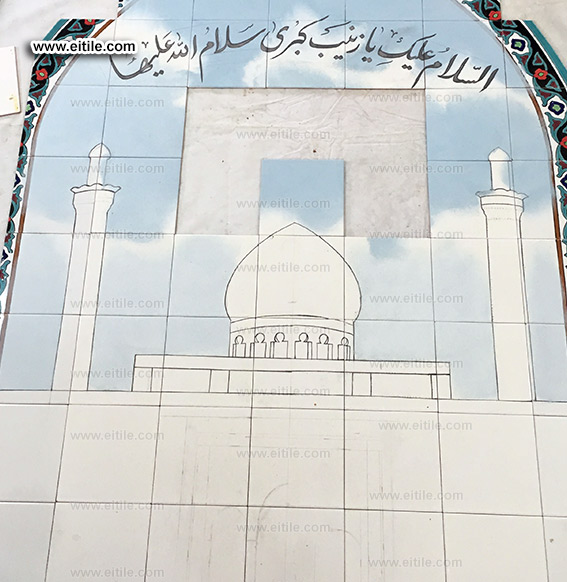 Mosque picture drawing on tiles, www.eitile.com