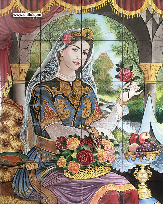 Persian ceramic tiles with women painting, www.eitile.com