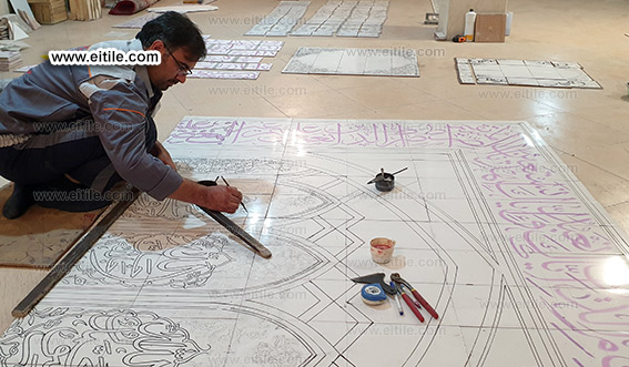Mosque mihrab tile designing in flat surface, www.eitile.com