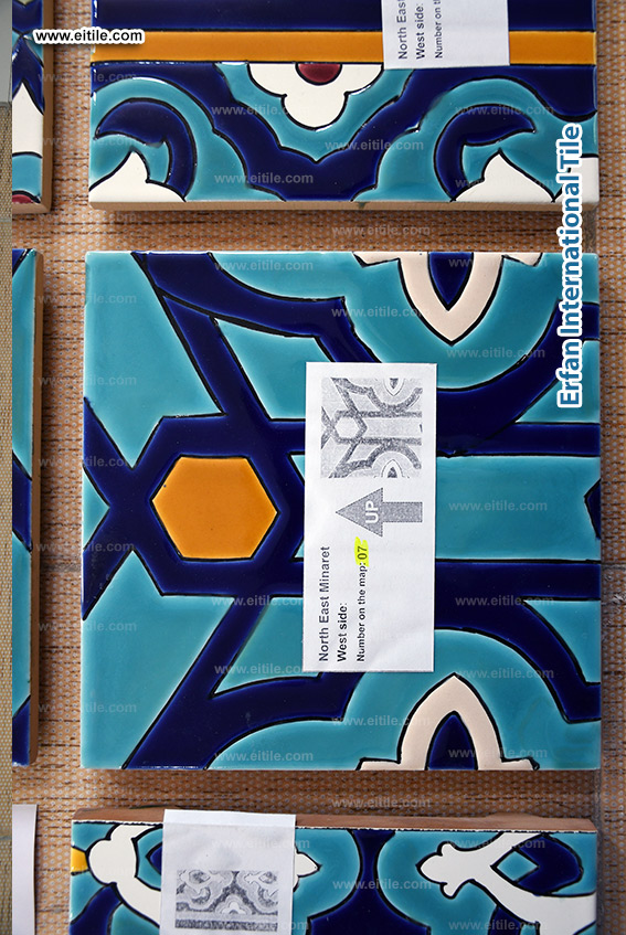 Eitile's skilled artisans meticulously restored the handmade polychromic tile work of the Sultan Qaboos Grand Mosque in Sohar, preserving the original design and craftsmanship with exceptional care, www.eitile.com Eitile's skilled artisans meticulously restored the handmade polychromic tile work of the Sultan Qaboos Grand Mosque in Sohar, preserving the original design and craftsmanship with exceptional care, www.eitile.com