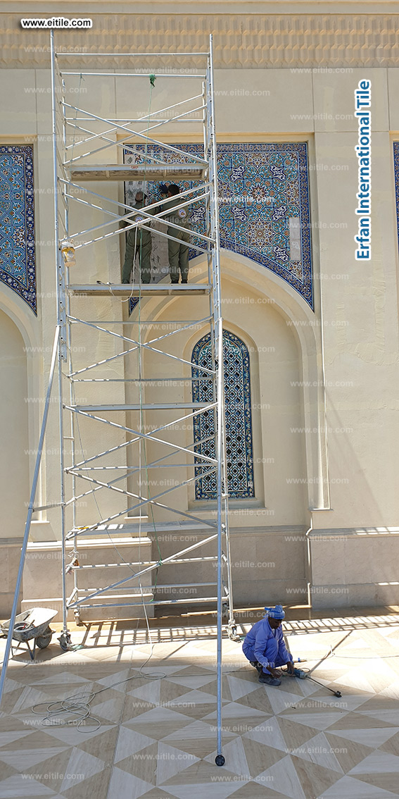 Oman, Sohar Sultan Qaboos mosque tile repair & restoration work, www.eitile.com Oman, Sohar Sultan Qaboos mosque tile repair & restoration work, www.eitile.com