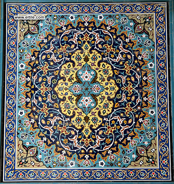 Iranian Persian handmade ceramic tiles with carpet design for floor decoration, www.eitile.com