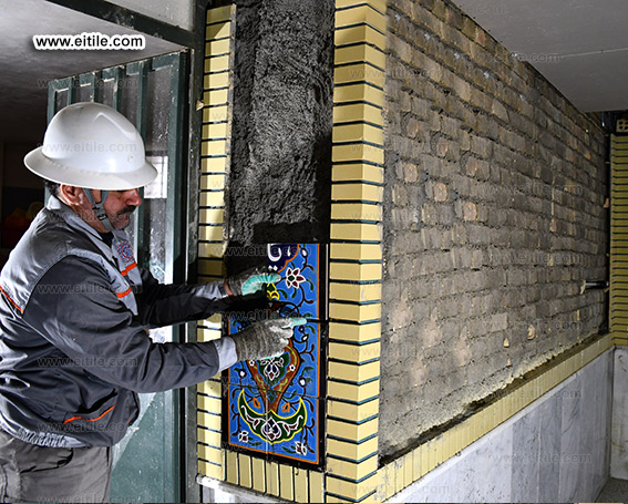 Quranic tile panel installation, www.eitile.com Quranic tile panel installation, www.eitile.com