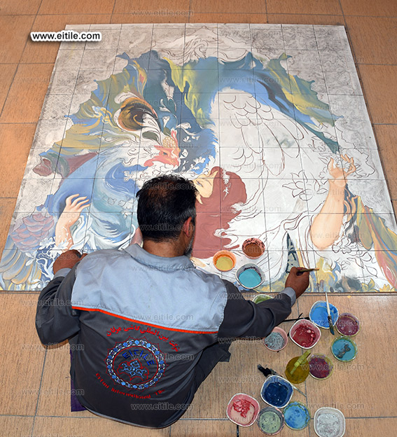 Iranian Persian painting art on handmade tile panel, www.eitile.com