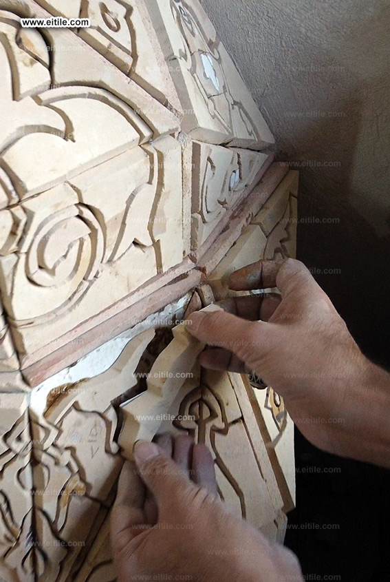 Manufacturing Muqarnas tile panel for mosque Mihrab decoration, www.eitile.com