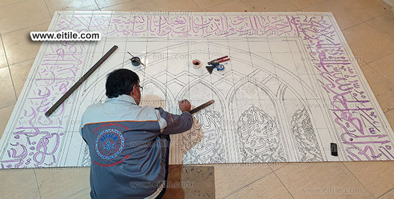 Mosque mihrab tile designing in flat surface, www.eitile.com