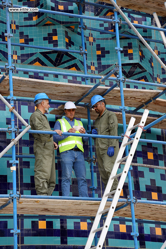 Oman, Sohar Sultan Qaboos mosque dome tile repair work, www.eitile.com