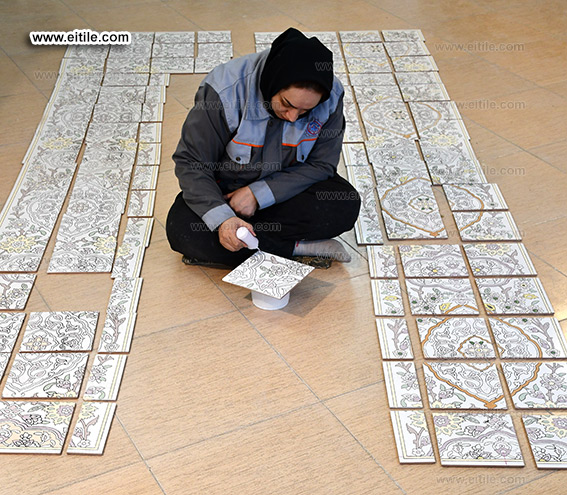 Entrance door decoration with handmade tile panels, www.eitile.com