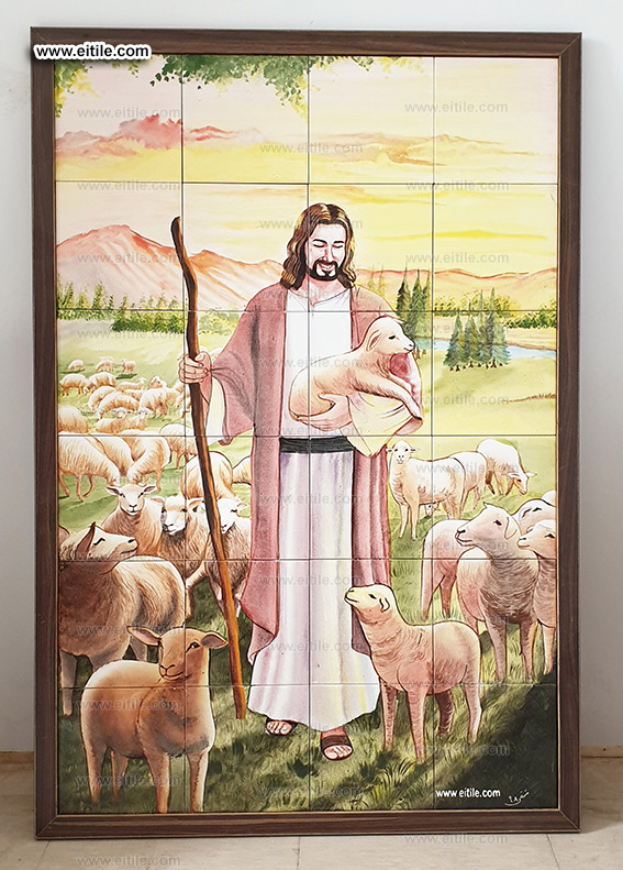 Drawing Jesus picture on tiles, www.eitile.com