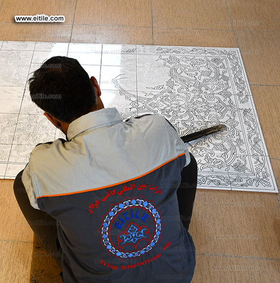 Entrance door decoration with handmade tile panels, www.eitile.com