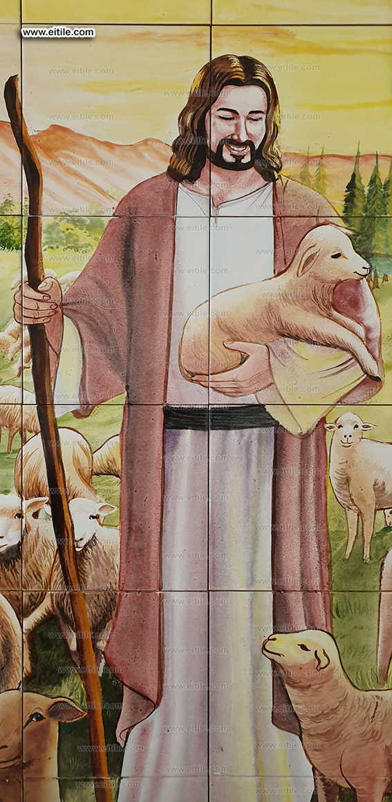Drawing Jesus picture on tiles, www.eitile.com