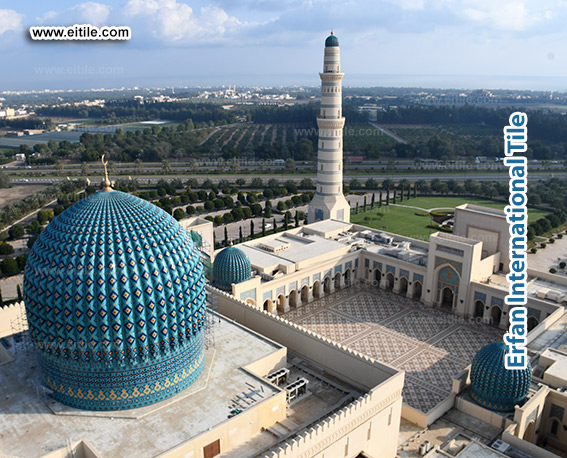 Oman, Sohar Sultan Qaboos mosque dome tile repair work, www.eitile.com