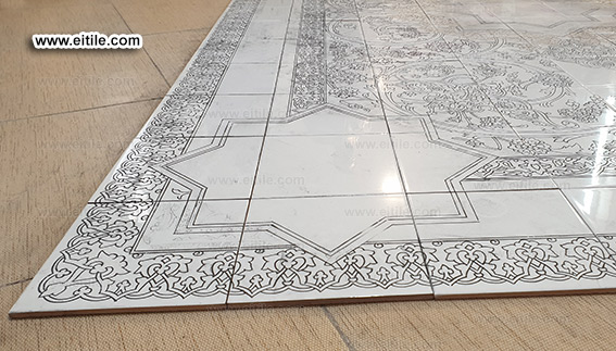 Handmade floor ceramics with carpet design, www.eitile.com