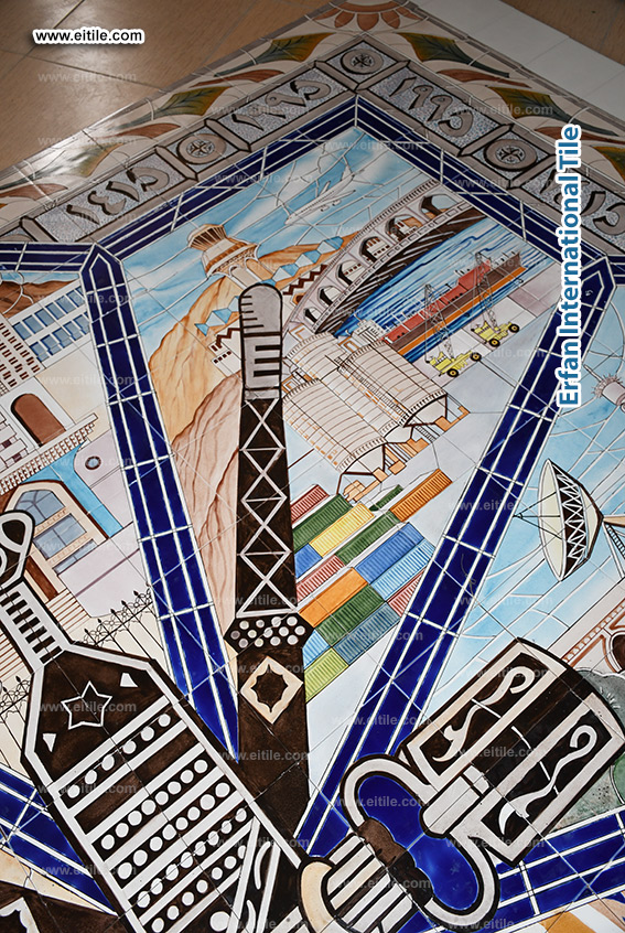 Hand painted tile panel work for Oman, Muscat municipality, www.eitile.com