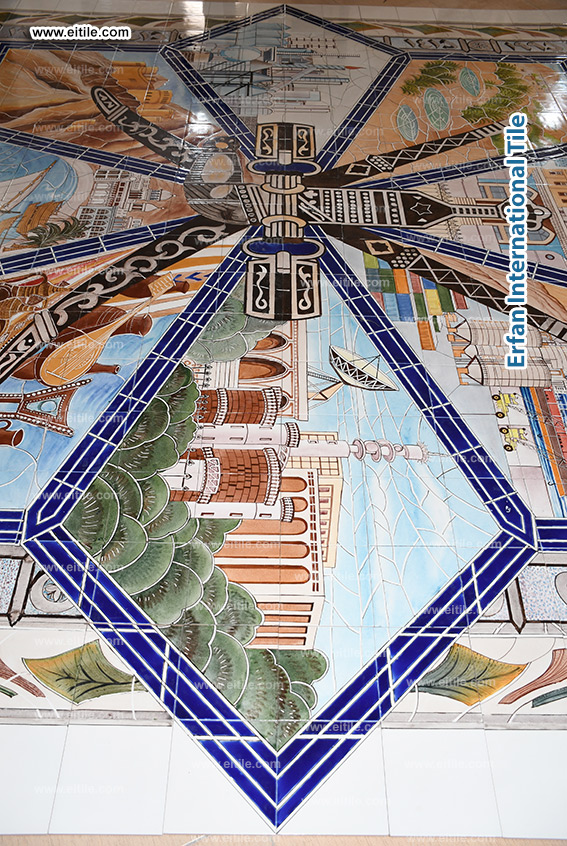 Hand painted tile panel work for Oman, Muscat municipality, www.eitile.com