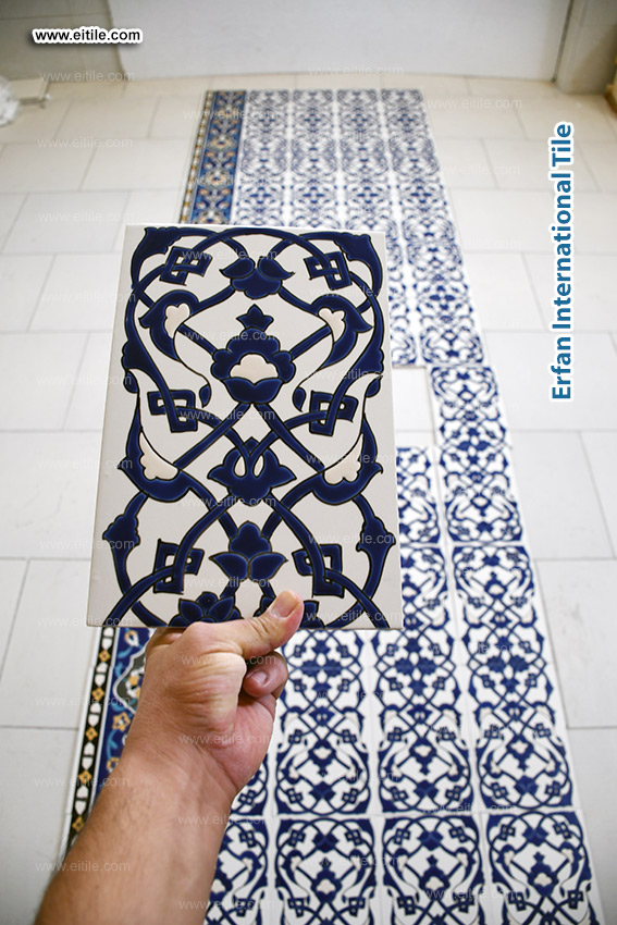 "Handcrafted wainscoting tiles (Dado tiles) by Eitile—tailored for luxury homes and classic interiors, www.eitile.com."