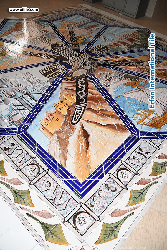 Hand painted tile panel work for Oman, Muscat municipality, www.eitile.com