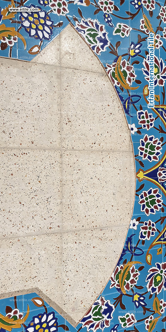 Art in bloom—custom floral facade tiles by Eitile for a KSA luxury villa, www.eitile.com