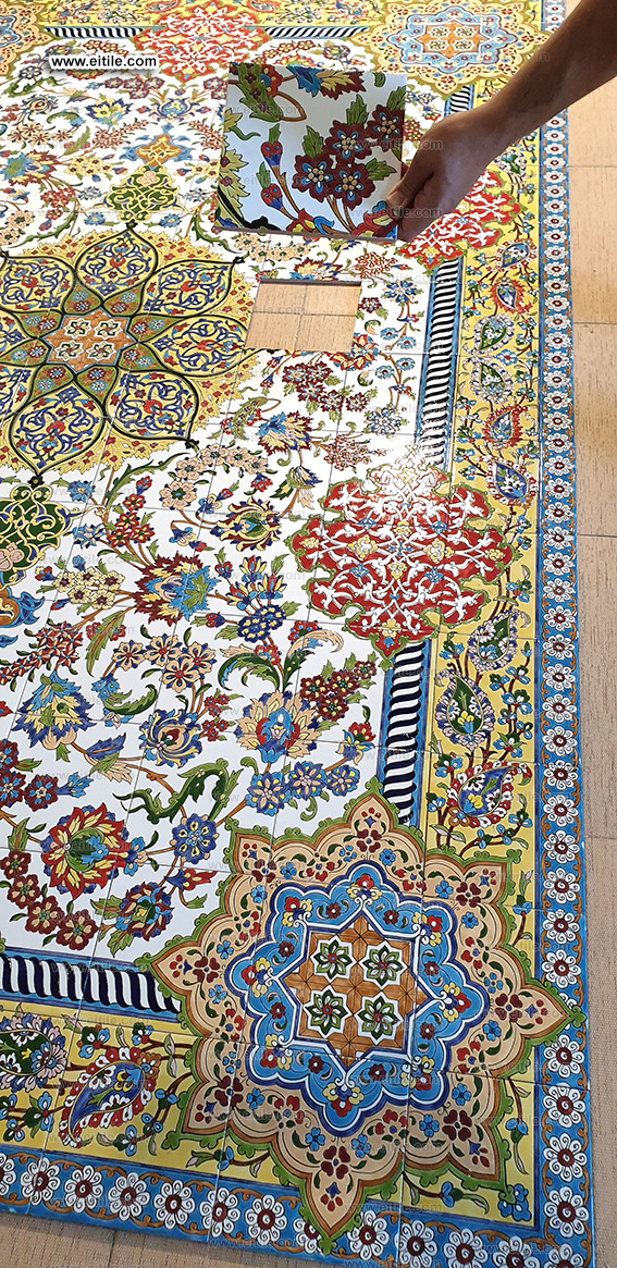 Floor carpet design on handmade tiles, www.eitile.com