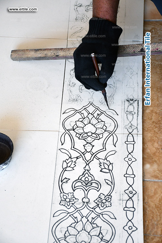"Add character to your walls with custom-made wainscoting tiles (Dado tiles) from Eitile, www.eitile.com."
