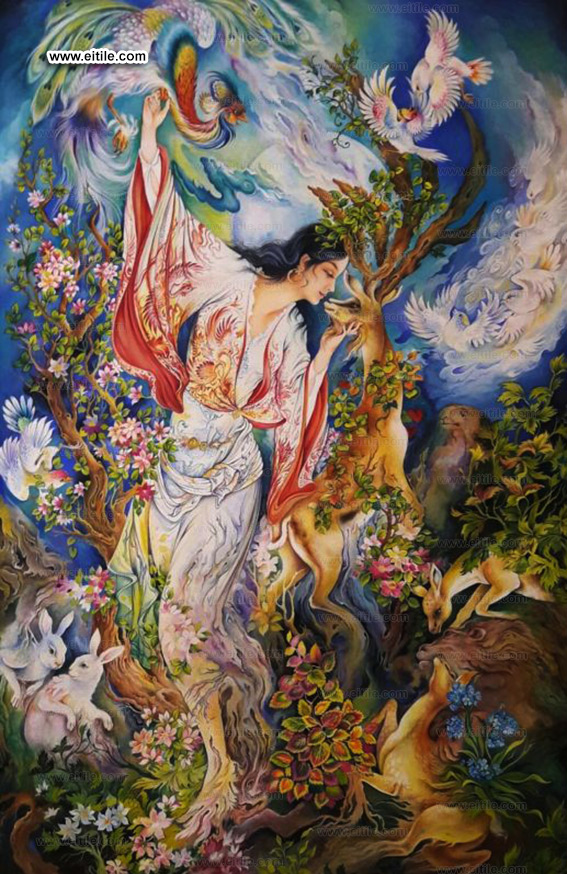 Prof. Farshchiyan miniature painting on handmade tiles, www.eitile.com