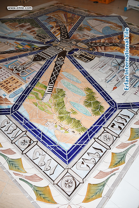 Hand painted tile panel work for Oman, Muscat municipality, www.eitile.com