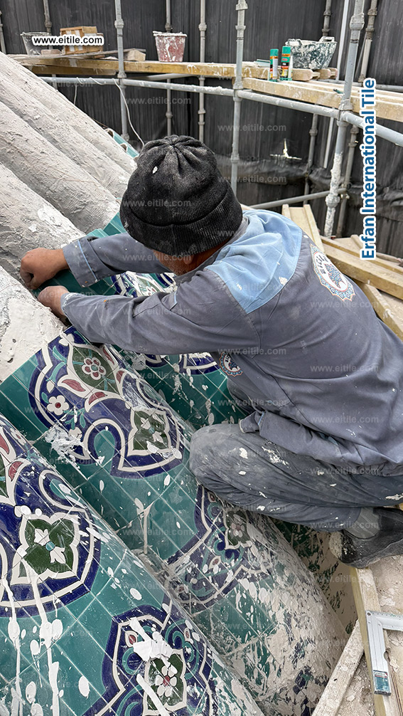 Imam Al Moturidi's mausoleum dome tile work, www.eitile.com