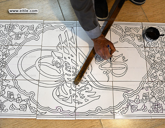 Entrance door decoration with handmade tile panels, www.eitile.com