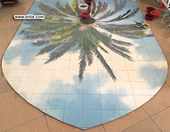 Nature painting on handmade tile panel, www.eitile.com