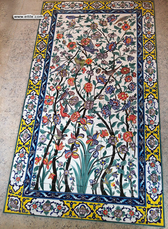 Iranian Persian Ghajar handmade tile panel, www.eitile.com