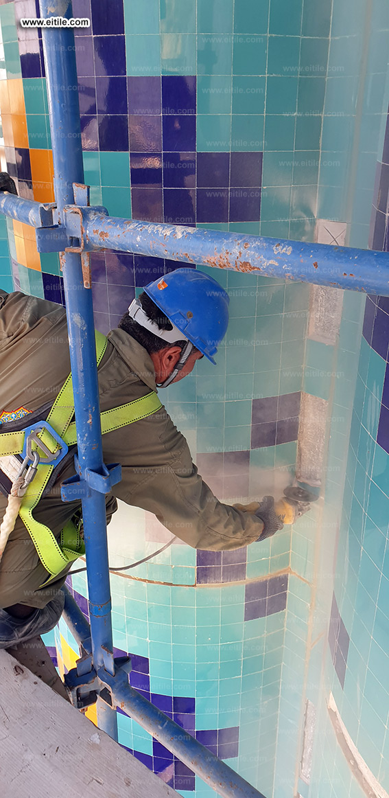 Oman, Sohar Sultan Qaboos mosque dome tile repair work, www.eitile.com