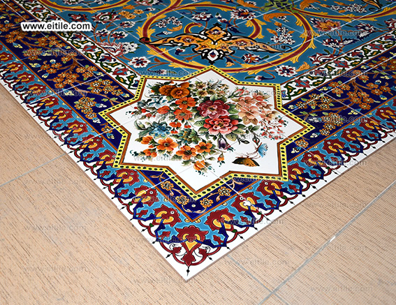 Handmade floor ceramics with carpet design, www.eitile.com