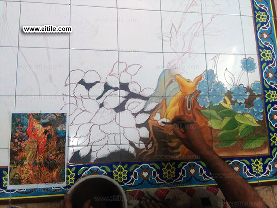 Prof. Farshchiyan miniature painting on handmade tiles, www.eitile.com
