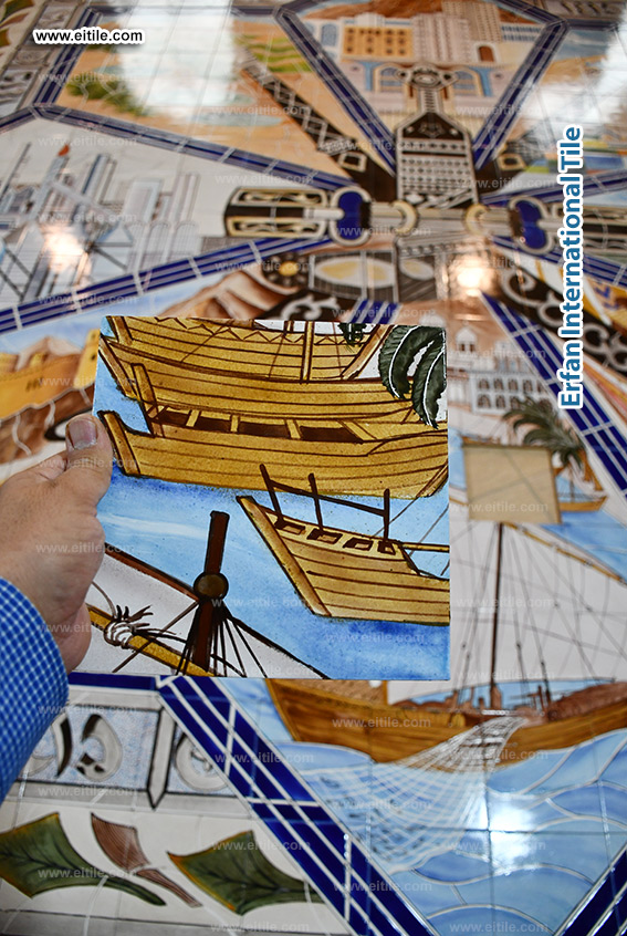 Hand painted tile panel work for Oman, Muscat municipality, www.eitile.com
