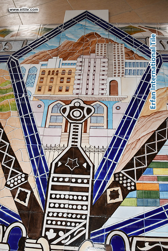 Hand painted tile panel work for Oman, Muscat municipality, www.eitile.com