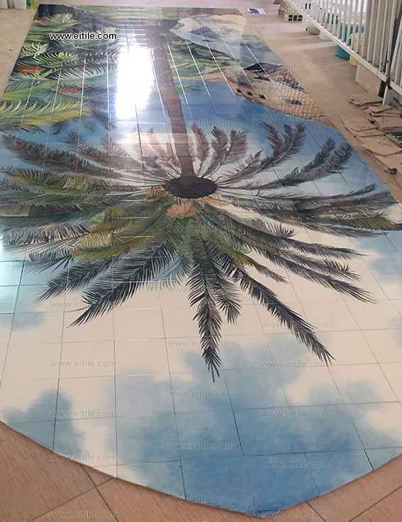 Nature picture painting on handmade tile, www.eitile.com