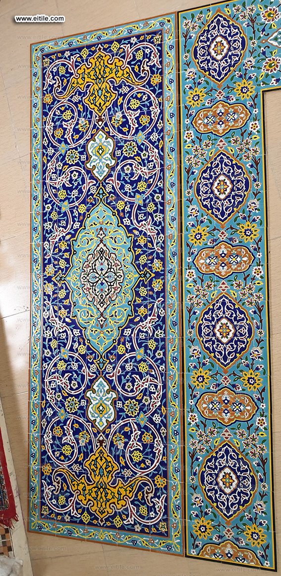 Entrance door decoration with handmade tile panels, www.eitile.com