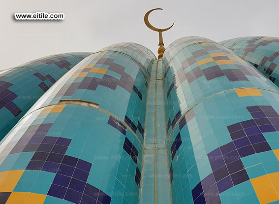 Oman, Sohar Sultan Qaboos mosque dome tile repair work, www.eitile.com