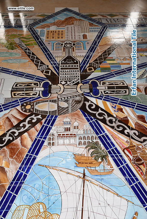 Hand painted tile panel work for Oman, Muscat municipality, www.eitile.com