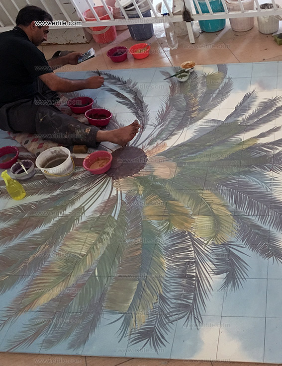 Nature picture painting on handmade tile, www.eitile.com