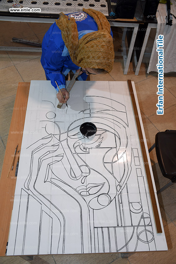 Handmade Cubism tile design in vibrant seven-color art. www.eitile.com Handmade Cubism tile design in vibrant seven-color art. www.eitile.com