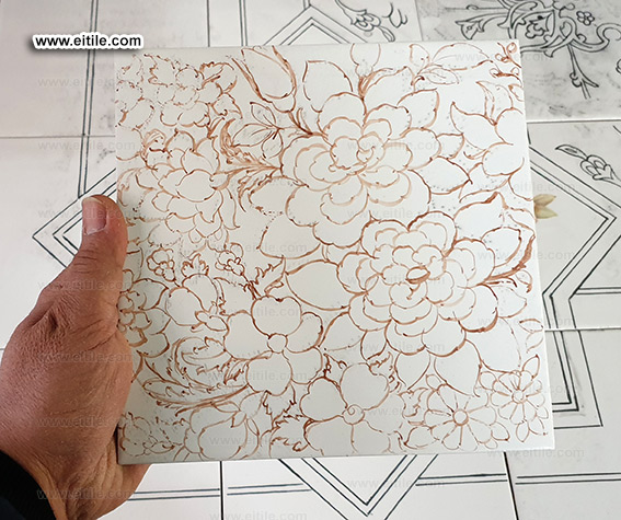 Handmade floor ceramics with carpet design, www.eitile.com