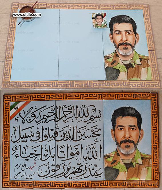 Personnel face painting on handmade tile panel, www.eitile.com