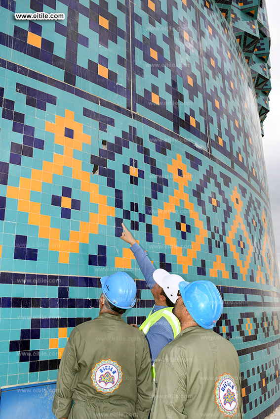 Oman, Sohar Sultan Qaboos mosque dome tile repair work, www.eitile.com