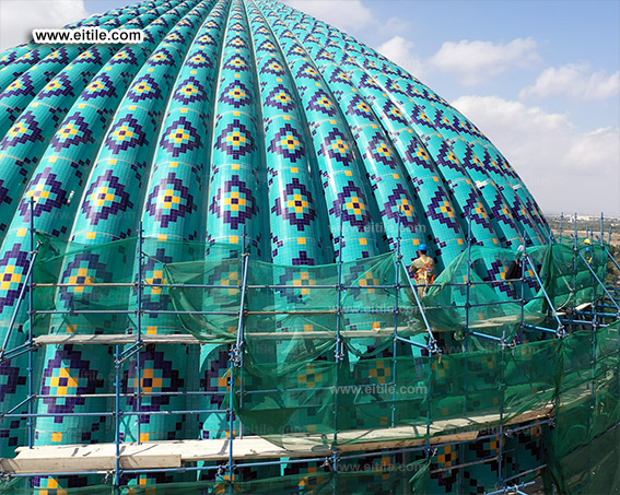 Oman, Sohar Sultan Qaboos mosque dome tile repair work, www.eitile.com