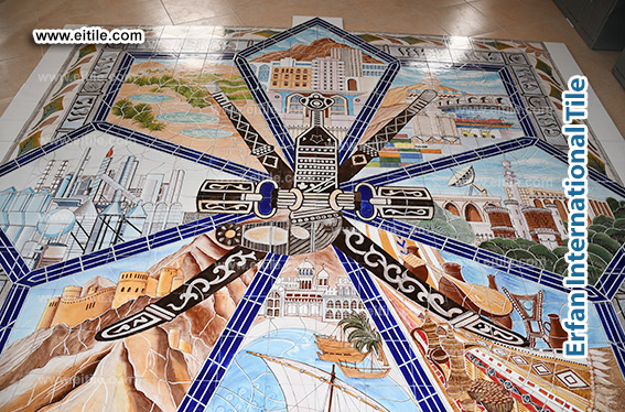 Hand painted tile panel work for Oman, Muscat municipality, www.eitile.com