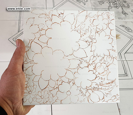 Handmade floor ceramics with carpet design, www.eitile.com