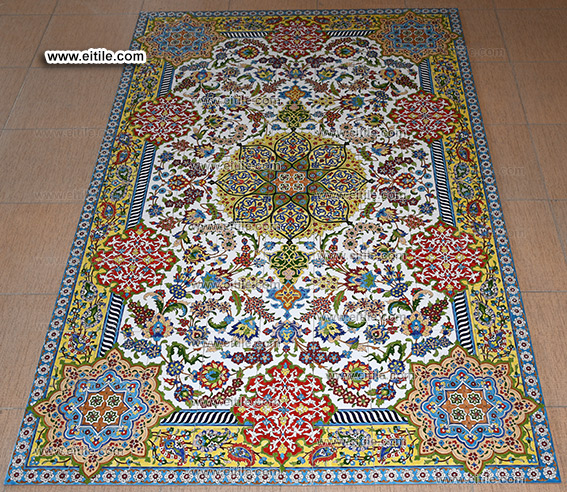 Iranian Persian handmade ceramic tiles with carpet design for floor decoration, www.eitile.com Iranian Persian handmade ceramic tiles with carpet design for floor decoration, www.eitile.com